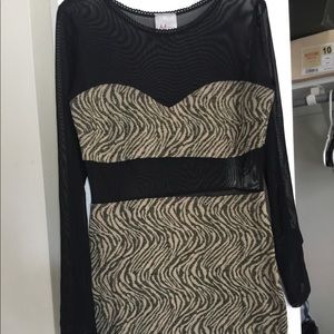 Tiger stripped and mesh long sleeved dress
